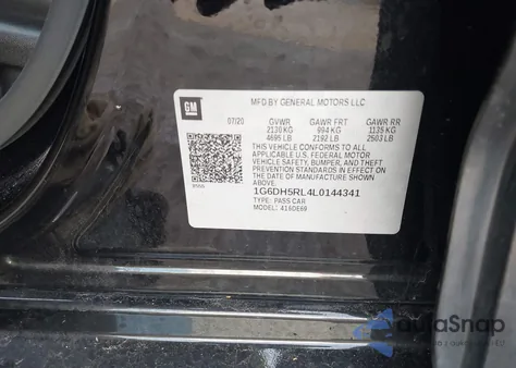 2020 Cadillac Ct4 V-Series z USA, uszkodzony, nr VIN 1G6DH5RL4L0144341